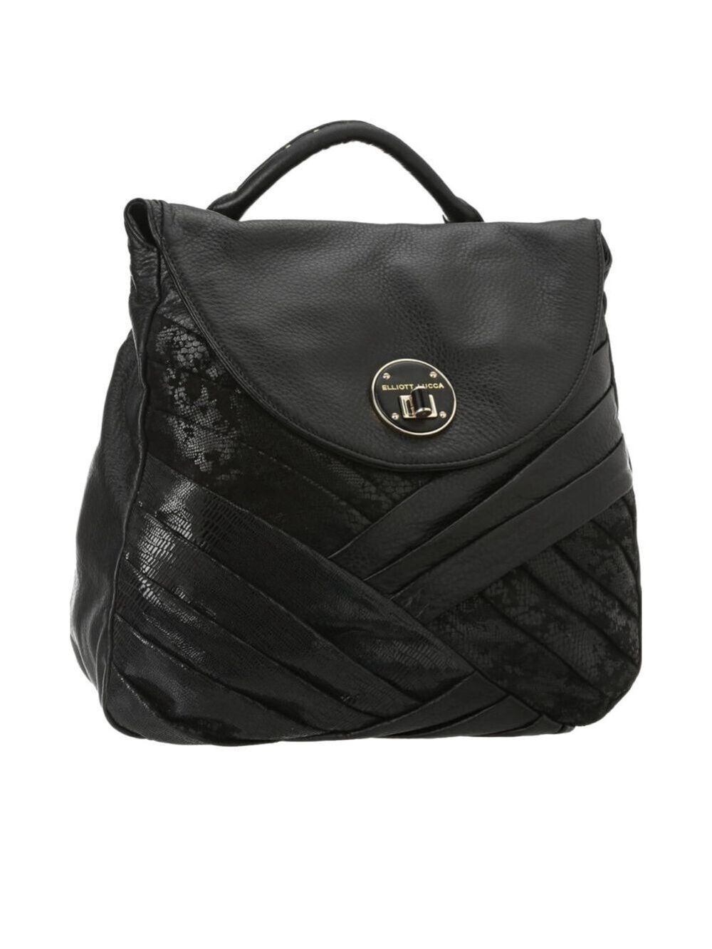 Elliott Lucca Teba Convertible Backpack – Black Leather and Gold Chain Strap - Picture 4 of 13